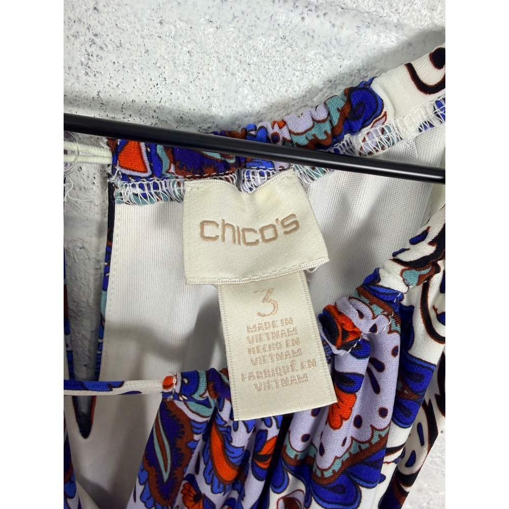 Chicos Halter Maxi Dress Womens XL Blue Orange Paisley Keyhole Boho - Picture 9 of 9